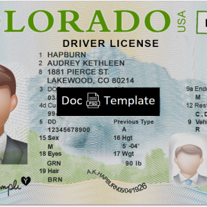 Colorado Driver License Template