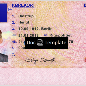 Denmark Driver License Template