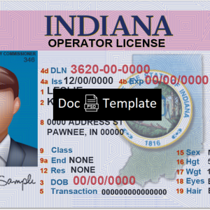 Indiana Driver License Template