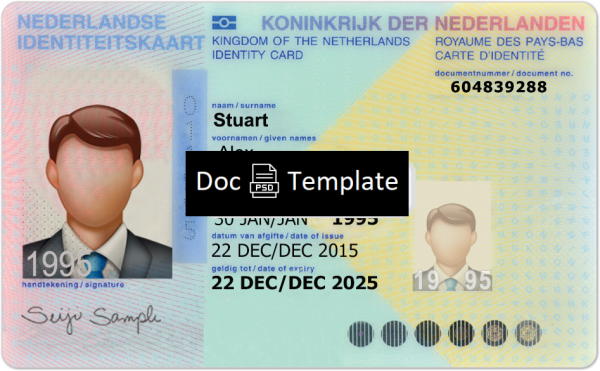 Netherlands ID Card Template