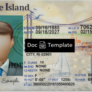 Rhode Island Driver License Template