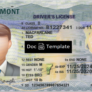 Vermont Driver License Template