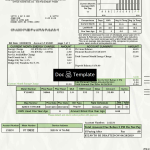 Kansas Utility Bill Template