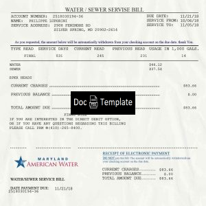 Maryland Utility Bill Template