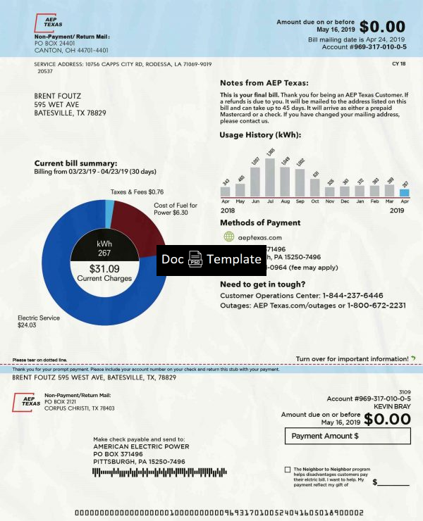 Ohio Utility Bill Template PSD PSD Templates