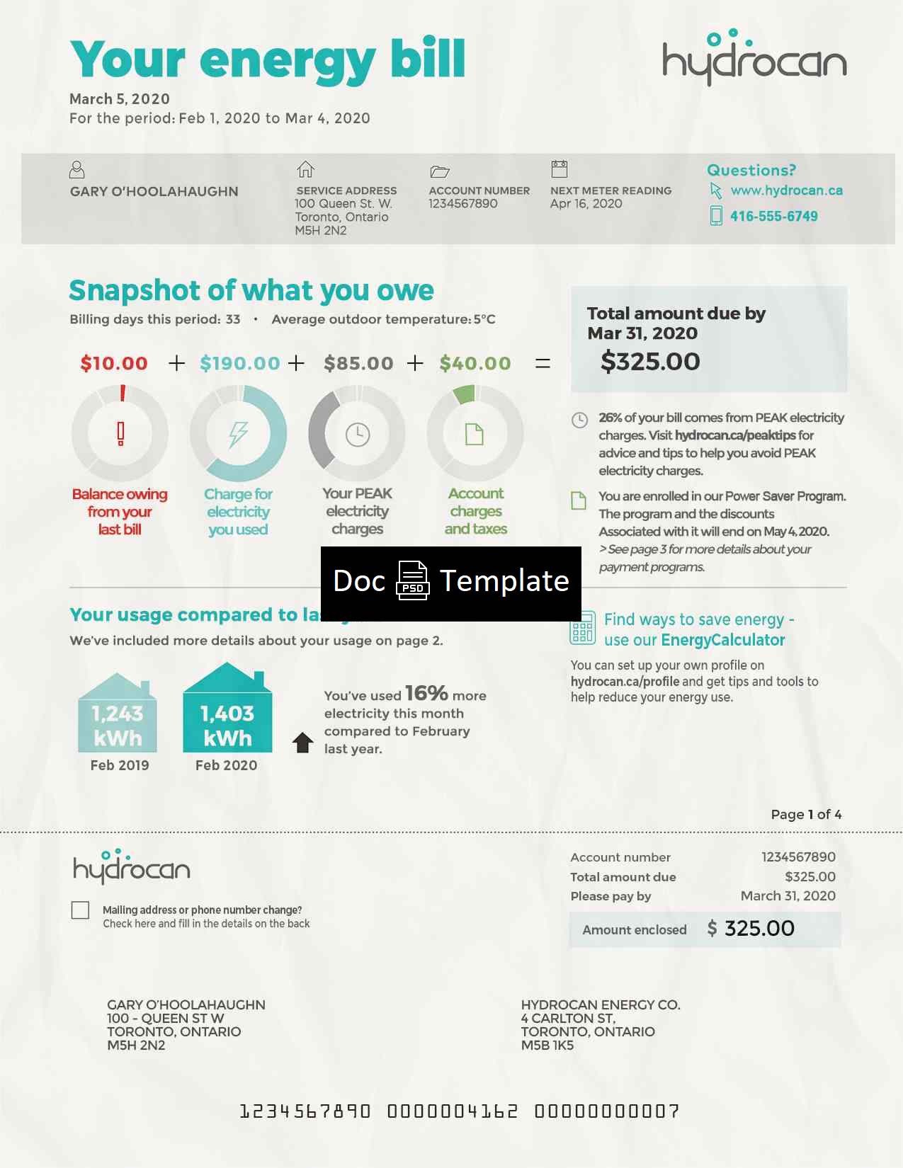 Canada Ontario Utility Bill Template PSD PSD Templates