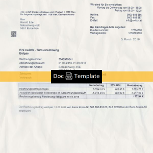 Austria Switch Utility Bill Template