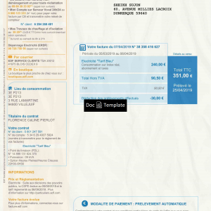 France Utility Bill Template